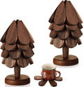Suzile 2 Set Wooden Trivets for Hot Dishes Tree Shape Trivets Set Tree Coasters Wood Table Mat Tree Design Trivet Foldable Heat Resistant Pads for Teapot Pans Bowl Kitchen (4 Layers)