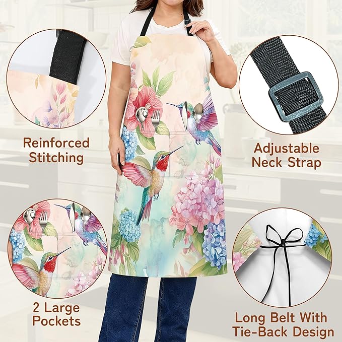 Cooking Aprons for Men and Women,Adjustable Bib Chef Apron with 2 Pockets, Soft and Durability Kitchen Apron