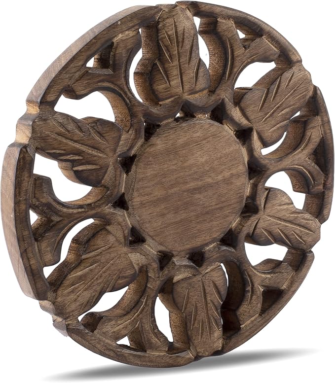 Handmade Wooden Trivet For Hot Dishes Plates & Pots Holder Hot Pad For Kitchen & Dining Table Decor Cookware Heat Resistant Rustic Decorative Carvings Tabletop Home & Dining Table Essentials (Antique)