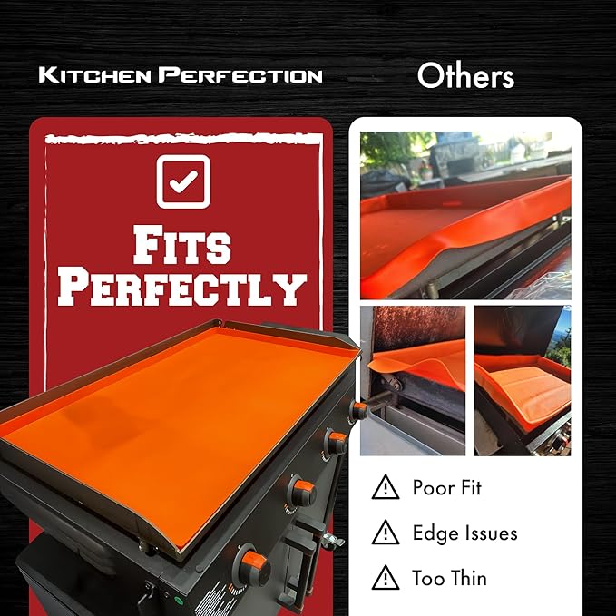 KITCHEN PERFECTION 17" Premium Silicone Griddle Cover Mat for Blackstone Griddle 17 Inch - Hermetic Protection from Rust & Debris All Year, Fits All Blackstone 17 Inch Models - Food Grade Silicone