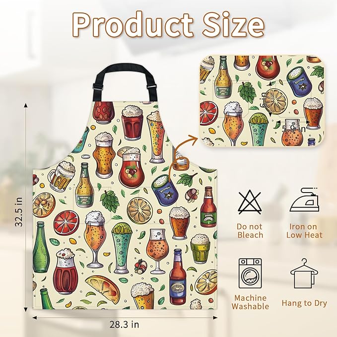 Kitchen Apron with Pockets,Adjustable Aprons for Women Men,Waterproof Chef Aprons for Cooking,BBQ,Gardening