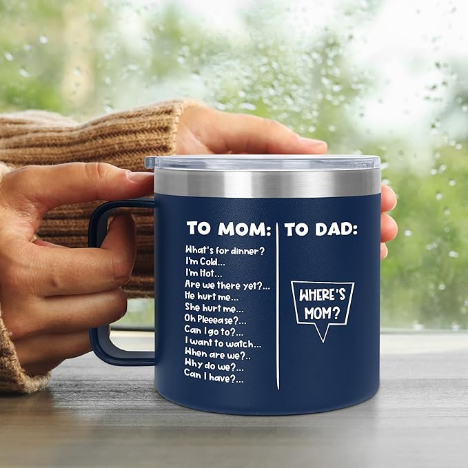 Christmas Birthday Gifts for Dad - 14 oz Stainless Steel Insulated Coffee Mug with Lid - Funny Birthday Gifts for Mom, Dad Birthday Gift Ideas, Mug for Men