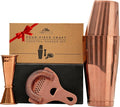 A Bar Above Cocktail Shaker Set, 4-Piece Professional Bartender Kit with Boston Shaker, Strainer, Jigger, and Bar Spoon, Stainless Steel Bar Accessories for Craft Cocktails, Antique Copper