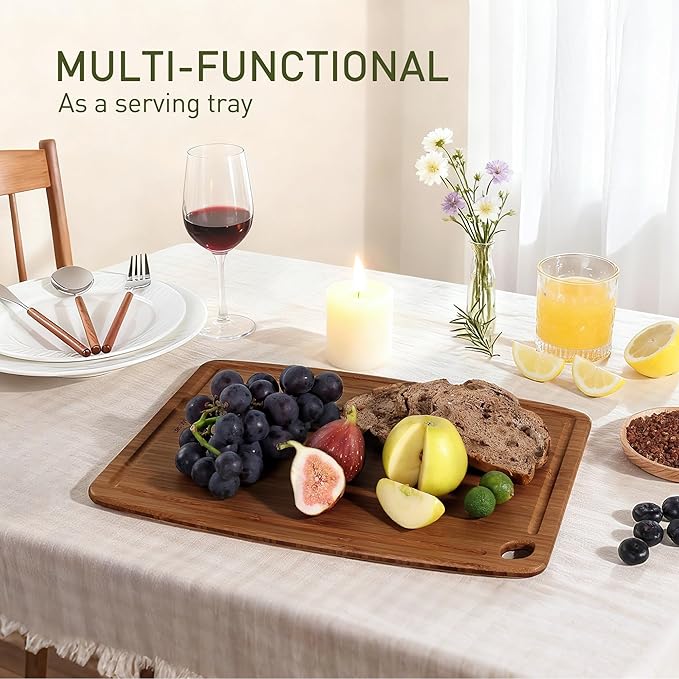 Dishwasher Safe Bamboo Cutting Boards Durable Lightweight Wood Cutting Board for Busy Kitchen, Easy Clean Wooden Chopping Boards with Juice Groove
