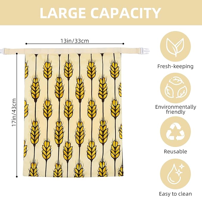 Beeswax Bread Bag 2 Pack Reusable Sourdough Bread Bag for Homemade Bread,Bakery Bag,Fresh Keeping Food Refrigerator Storage Bag