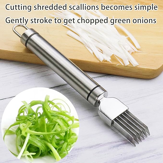 PCTC Stainless Steel Chopped Green Onion Knife, Kitchen Tool Slice Cutlery Vegetable Cutter Sharp Scallion Cutter Shred Knife, for Kitchen Cutting Vegetables Onion Garlic Slicing Tool（1 Pack）
