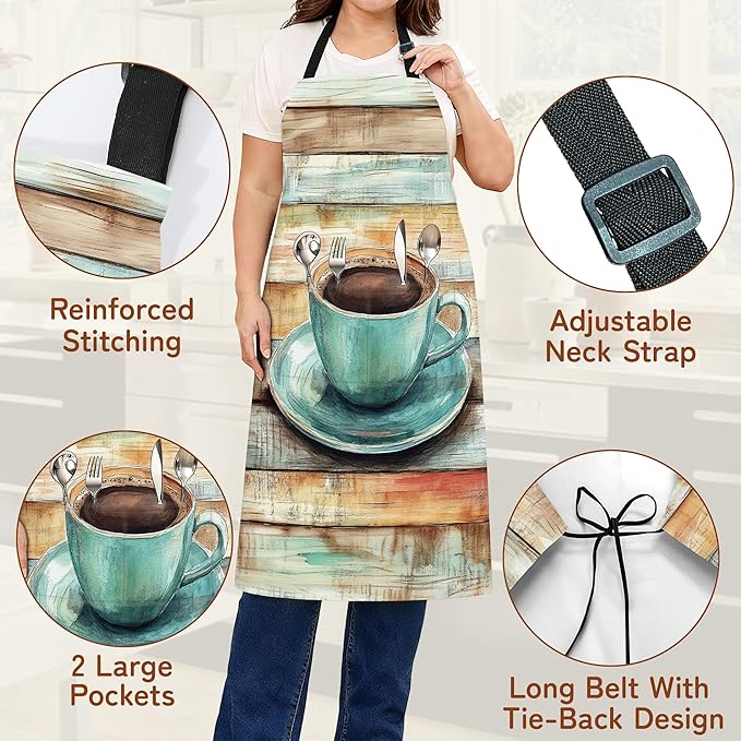 Adjustable Kitchen Apron with Pockets for Women and Men,Soft Chef Apron for Cooking, BBQ, and Grill