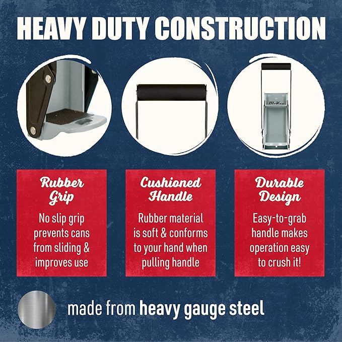 Mckay 16 Oz. and 12 Oz. Metal Can Crusher, Can Crusher Wall Mounted, Can Crushers for Recycling Wall-Mounted Smasher for Aluminum Seltzer, Soda, Beer Cans and Bottles, Gadgets for Home - Grey