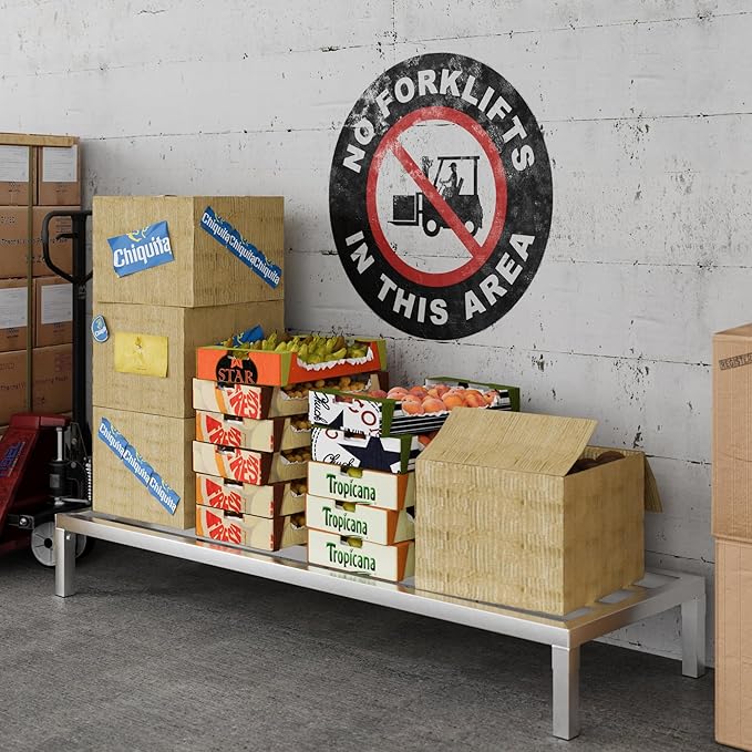 60" Long x 20" Wide | Height: 8" Off The Floor Aluminum Dunnage Rack | Storage in Restaurant, Kitchens and Garages and More!