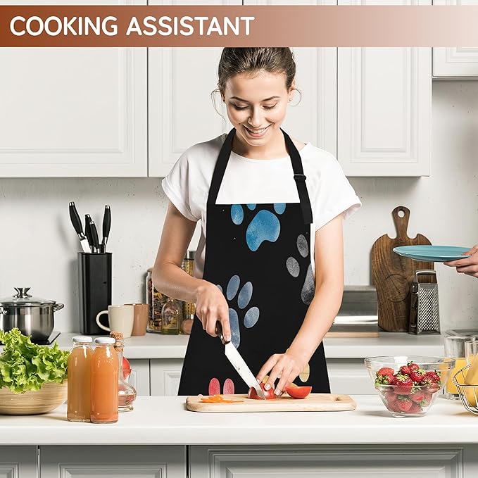 Apron with Pockets for Women, Adjustable Kitchen Cooking BBQ Chef Apron, Gifts for Mom Birthday, or Holidays