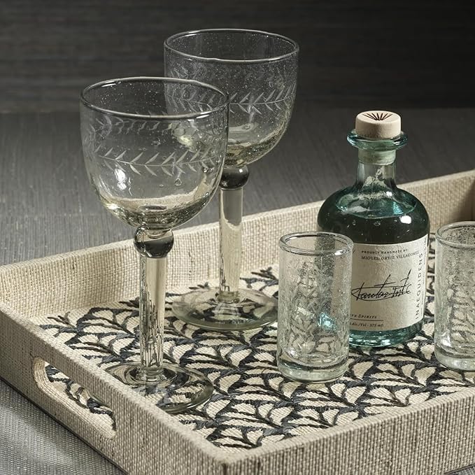 Zodax Tuscan Handmade Etched Glass - Set of 1 (Goblet)