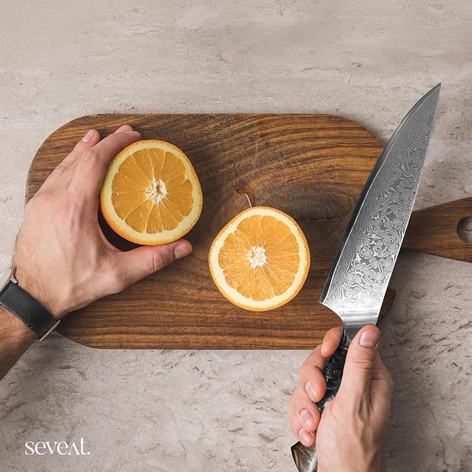 Damascus Kitchen Knife, 67-Layer Damascus Steel, 13” Professional Chef Knife Set for Kitchen, Ergonomic Wood & Resin Handle in Gift Box, Ideal for Gifting (Black, 1 piece)