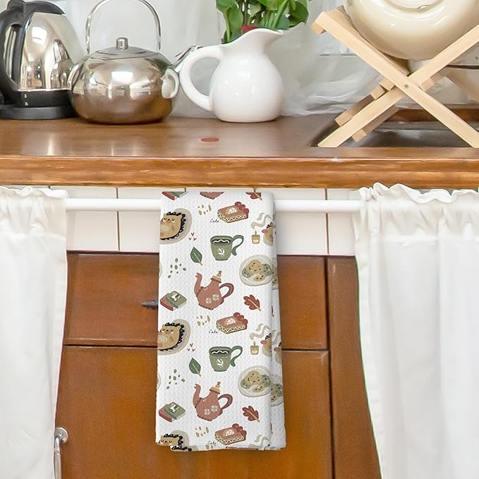 English Cottage Decor Kitchen Dish Towels, Cottagecore Gifts for Women, Hedgehog English Country Tea Time Cottagecore Hand Towels Kitchen Tea Towel Decorations, 16x24inch