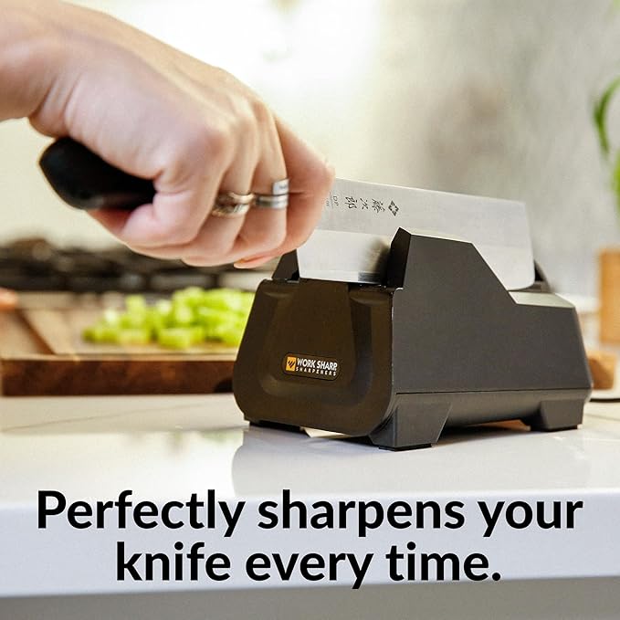 Work Sharp Electric Kitchen Knife Sharpener - Get knives ready for cookouts and BBQ's- Fits in Kitchen Drawer, Sharpens every time, fast & easy