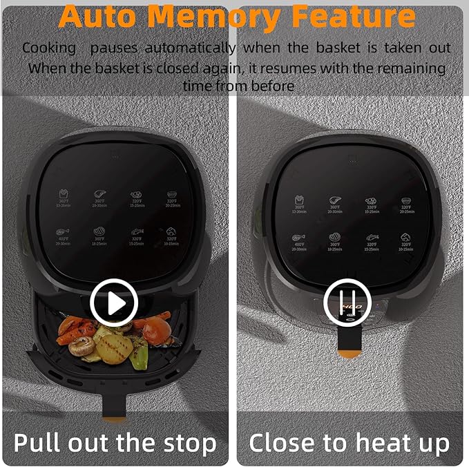 XKV 6.0 QT Digital Air Fryer with Window for Kitchen Use,Nonstick Made without PFAS, Touchscreen Display,160°F~400°F in Precise 5°,Customized Temp/Time,NonStick Basket,Black