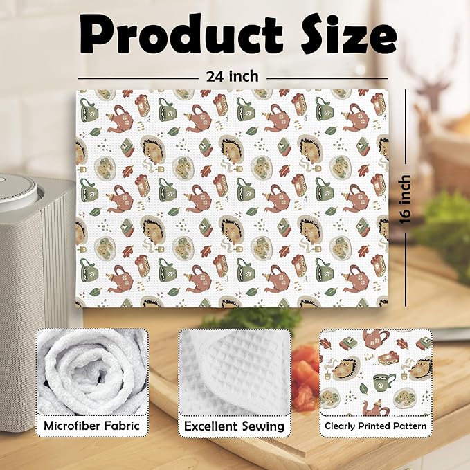 English Cottage Decor Kitchen Dish Towels, Cottagecore Gifts for Women, Hedgehog English Country Tea Time Cottagecore Hand Towels Kitchen Tea Towel Decorations, 16x24inch