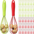 LemonRoad 60 Sets 10 Inch Christmas Whisks Gifts DIY Fillable Christmas Tree Ornaments Red Green Silicone Whisks for Cooking Heat Resistant Egg Beaters Candy Chocolate Holder for Xmas Gifts Favors
