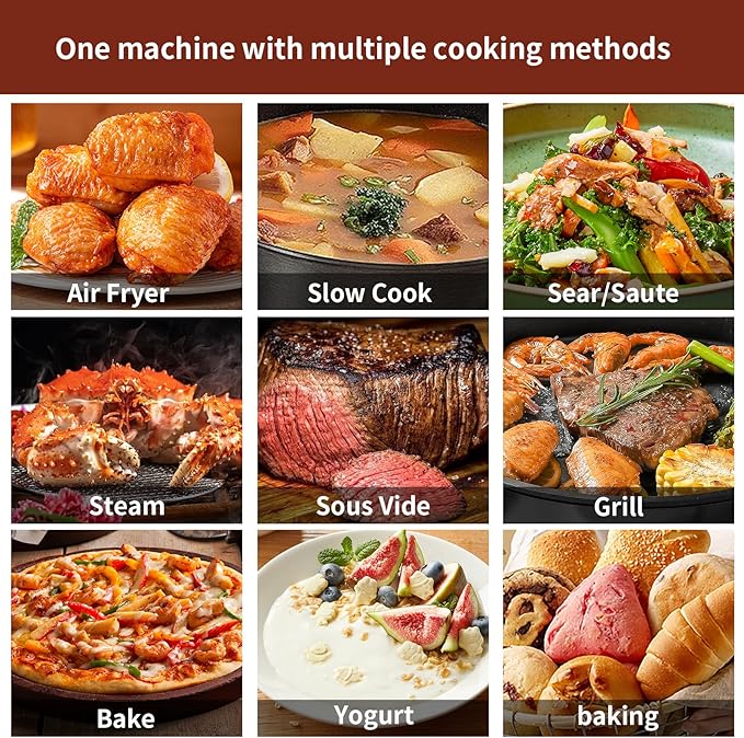 3-in-1 Air Fryer Oven, 6.32QT with See-Through Window, 4 Presets Touchscreen, Multi-Cooker for Air Frying, Roasting, Baking, Dehydrate, Reheat & Stewing, Turbo Crisp Technology, No Flip Needed