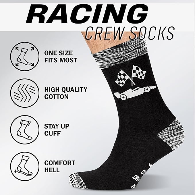 VICRAZY Racing Car, Sport Car Socks for Men, Women - Formula 1 Gifts, Racing Socks, Stocking Stuffers for Men, Women