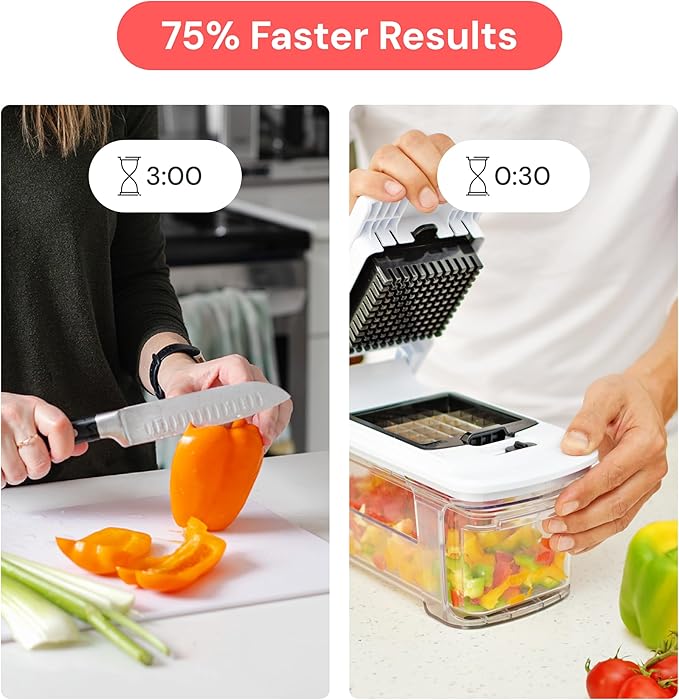 Fullstar Mandoline Slicer for Kitchen - Vegetable Chopper, Onion Potato Food Veggie Fruit Slicer and Cutter with Container, Kitchen Gadgets & Gifts, Home Essentials (6 in 1, Black/White)