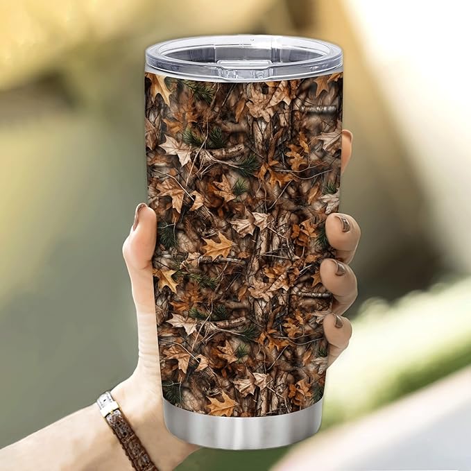 Hyturtle Personalized Hunting Gifts For Men - Deer Hunting Camo Tumbler 20Oz Travel Coffee Stainless Steel - Fathers Day Hunting Gift For Dad, Him, Boy, Husband, Hunters From Son, Wife On Birthday