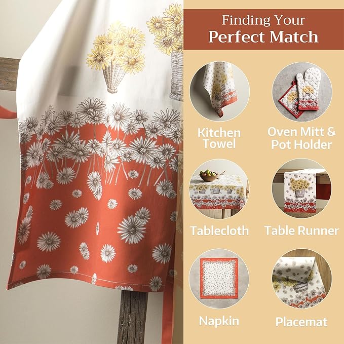 Maison d' Hermine 100% Cotton Apron for women with Pocket Kitchen Chef Apron for Men Cooking Gardening Server Waitress