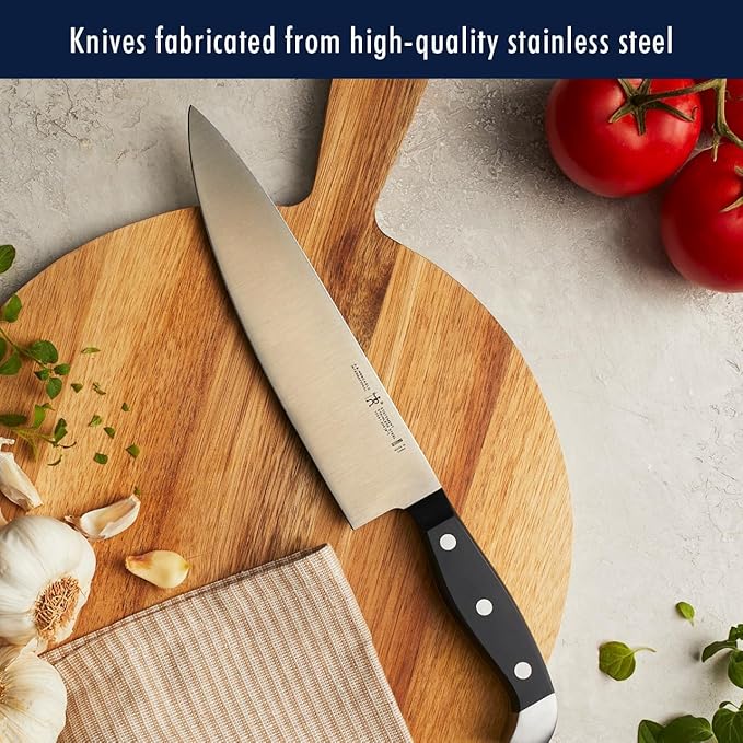 Henckels International Statement 14-pc Self-Sharpening Knife Block Set, 6 Steak Knives, Paring, Santoku, Bread, Chef’s Knife, & More, Natural Block Color