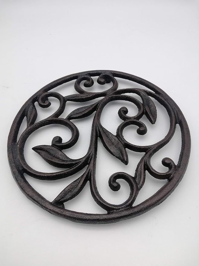 Comfy Hour Antique and Vintage Collection Cast Iron Round Trivet 7.8" D Black