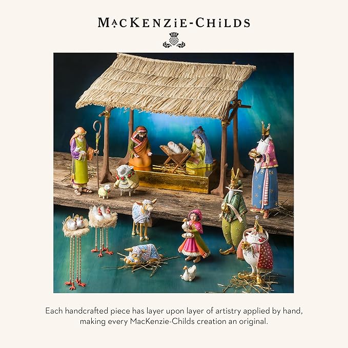 MACKENZIE-CHILDS Patience Brewster Nativity Figurine, Christmas Nativity Home Decor, Shepherd and Sheep