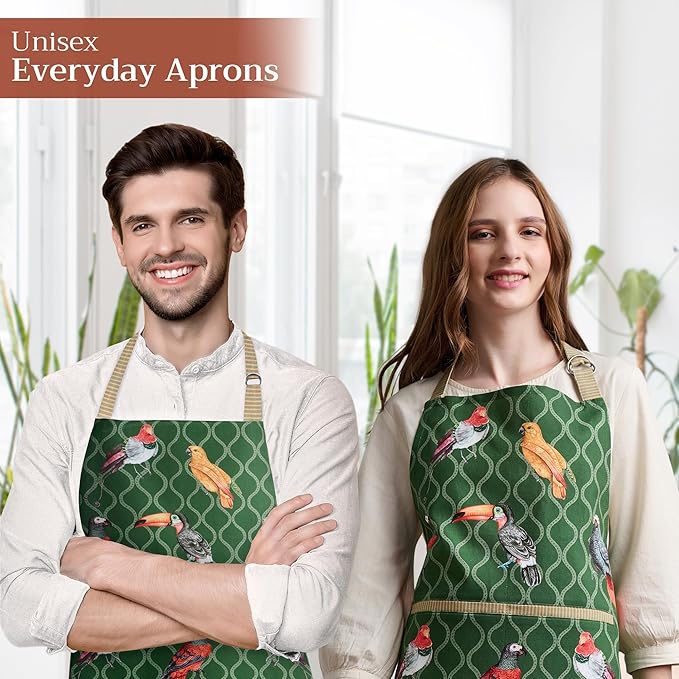 Maison d' Hermine 100% Cotton Apron for women with Pocket Kitchen Chef Apron for Men Cooking Gardening Server Waitress
