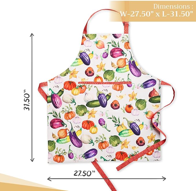 Maison d' Hermine 100% Cotton Apron for women with Pocket Kitchen Chef Apron for Men Cooking Gardening Server Waitress