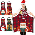 4 Pack Plus Size Funny Christmas Kitchen Aprons for Women Men Adjustable Cooking Chef Aprons Waterproof Bib Aprons Cute Xmas Party Aprons Gift for Bakers Wife Husband Family, Plaid