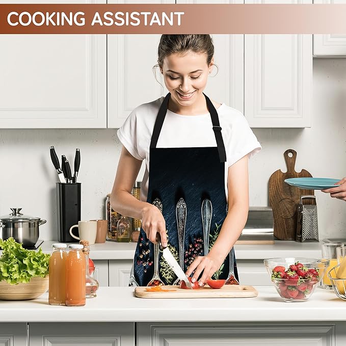 Adjustable Kitchen Apron with Pockets for Women and Men,Soft Chef Apron for Cooking, BBQ, and Grill
