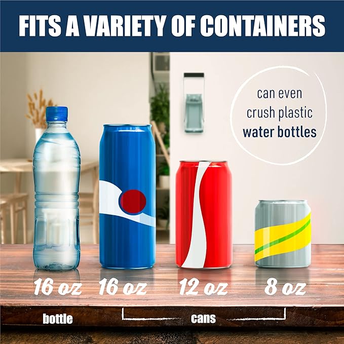 Mckay 16 Oz. and 12 Oz. Metal Can Crusher, Can Crusher Wall Mounted, Can Crushers for Recycling Wall-Mounted Smasher for Aluminum Seltzer, Soda, Beer Cans and Bottles, Gadgets for Home - Grey