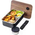 Stainless Steel Bento Box Adult |leak proof| Stainless Steel Lunch Box | Metal Lunch box|Sandwich Lunch Container adult| Food compartments |large|bentobox| Lunchbox| Non toxic Bamboo Lid|Black