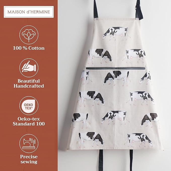 Maison d' Hermine 100% Cotton Apron for women with Pocket Kitchen Chef Apron for Men Cooking Gardening Server Waitress