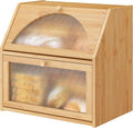 Extra Large Bread Box for Kitchen Counter, Bamboo Wood Double Layer Bread Box for Kitchen Counter, Wooden Capacity Bread Storage Bin