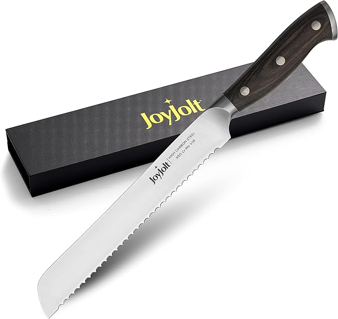 JoyJolt 8” Bread Knife. High Carbon x50 German Steel Kitchen Knife – Magnetic Gift Box.