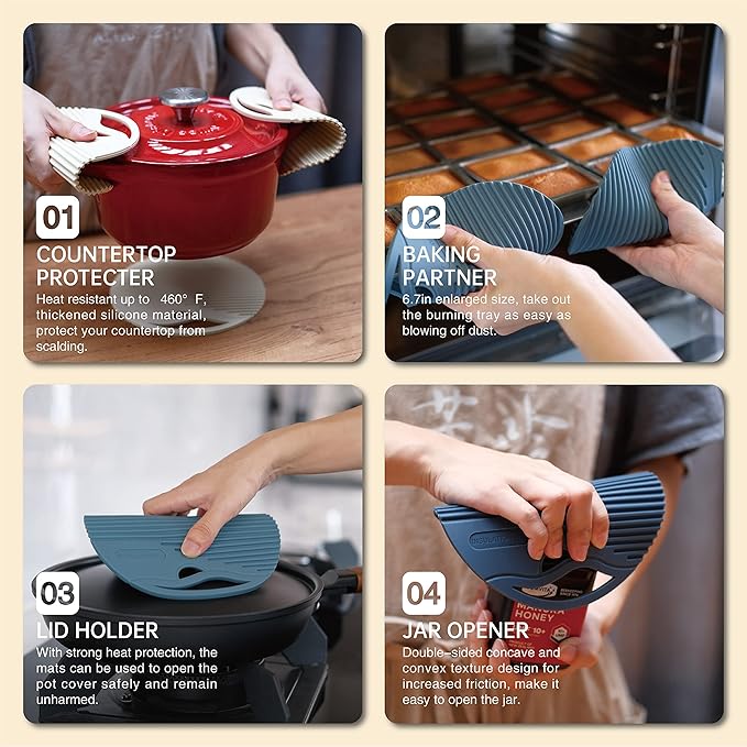 Silicone Trivets for Hot Dishes Heat Resistant Trivets for Hot Pots & Pans Multipurpose & Versatile Hot Pads for Kitchen & Countertop Table Coasters Set of 2