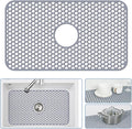 Silicone Sink Mat - 24.8''x13'' Sink Protector for Kitchen Sink with Center Drain - Kitchen Grid Accessory, Non-slip Heat Resistant Mat for Bottom of Farmhouse Stainless Steel (Center Hole)