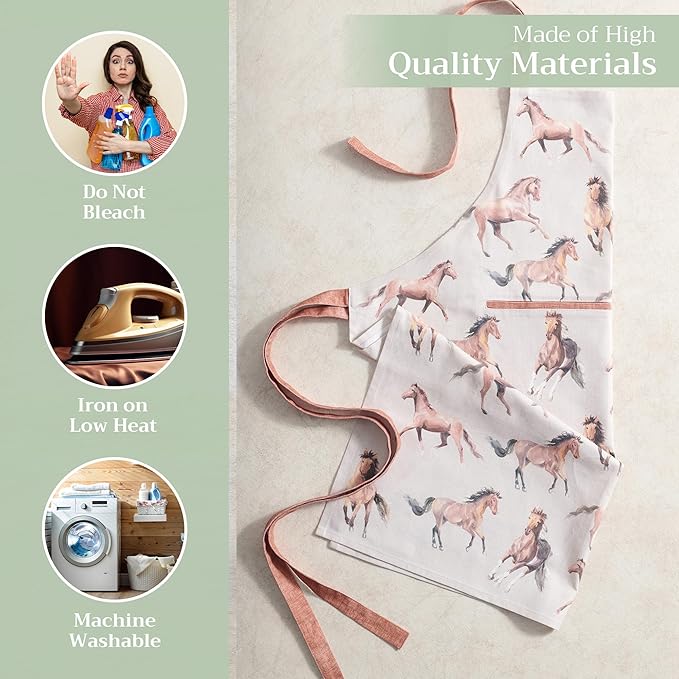 Maison d' Hermine 100% Cotton Apron for women with Pocket Kitchen Chef Apron for Men Cooking Gardening Server Waitress