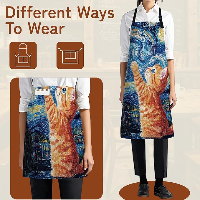 Apron with Pockets for Women, Adjustable Kitchen Cooking BBQ Chef Apron, Gifts for Mom Birthday, or Holidays
