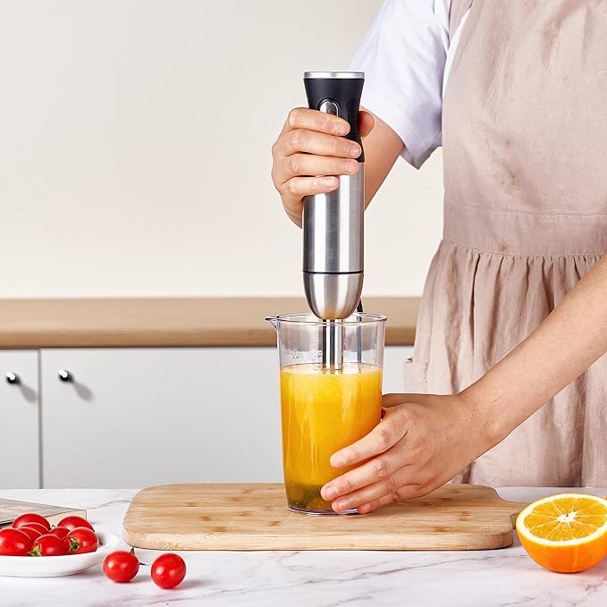 BergHOFF X5 Pro Stainless Steel Handheld Food Processor With 5 Multifunctional Blades, 1000W, 18000 RPM, 13ft Expandable, Low Noise, 16-Speed Control, Lightweight