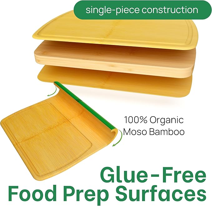 Small Bamboo Cutting Board – 12 Inch Wood Cutting Boards for Kitchen with Glue-Free Surface™ & Juice Groove – Non-Toxic, FSC-Certified, Durable Wooden Chopping Board