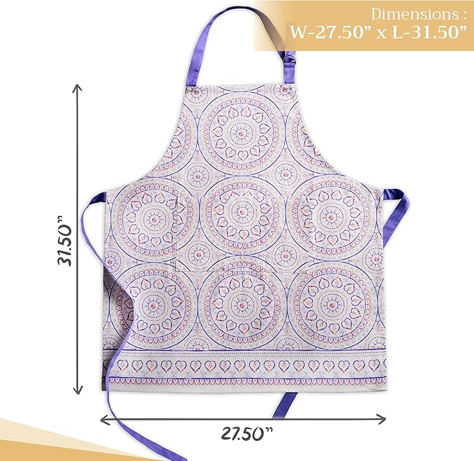 Maison d' Hermine 100% Cotton Apron for women with Pocket Kitchen Chef Apron for Men Cooking Gardening Server Waitress