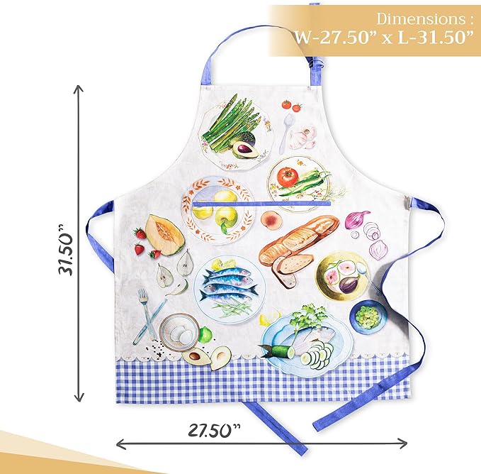 Maison d' Hermine 100% Cotton Apron for women with Pocket Kitchen Chef Apron for Men Cooking Gardening Server Waitress