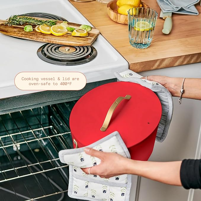 Beautiful 10-in-1 Electric MultiCooker 6 Quart - Programmable Slow Cooker, Sous Vide, Rice Cooker - Sleek Touch Timer & Delayed Start - Kitchen Appliance by Drew Barrymore (Tomato Red)