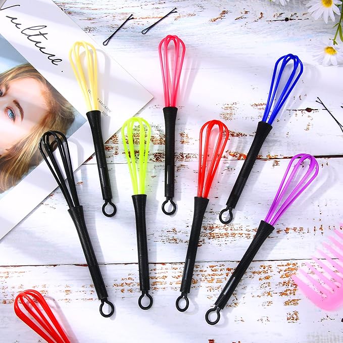 12 Pack Hair Color Whisk Mini Whisk for Hair Dye Color Mixing Christmas Gifts 7 x 1.2 in Salon Barber Plastic dressing Dye Kitchen Baking Cooking Mixer Tool