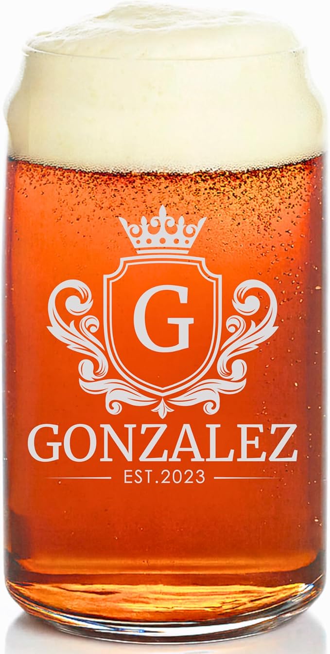 Gifts Inscribed Personalized Beer Can Glass 16 oz – Custom Engraved Pint Glass – Unique Gift for Men, Dad, Groomsmen, Weddings, Birthdays, Father’s Day