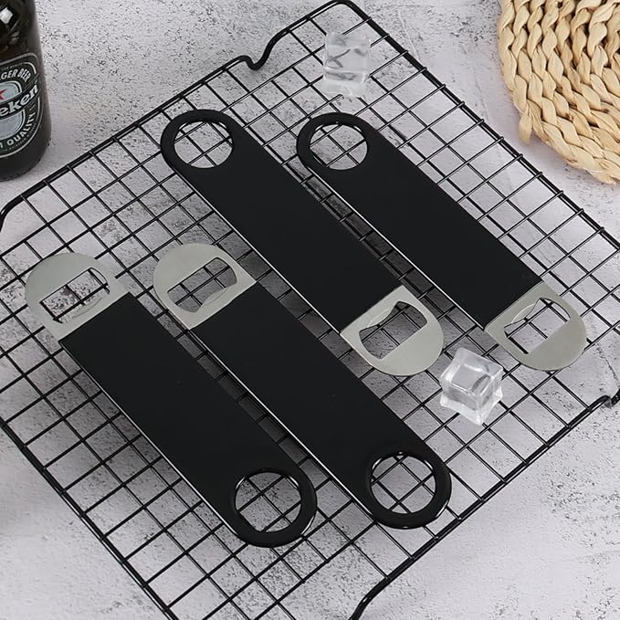 12 Packs Beer Bottle Opener, Stainless Steel Flat Bottle Openers, Black